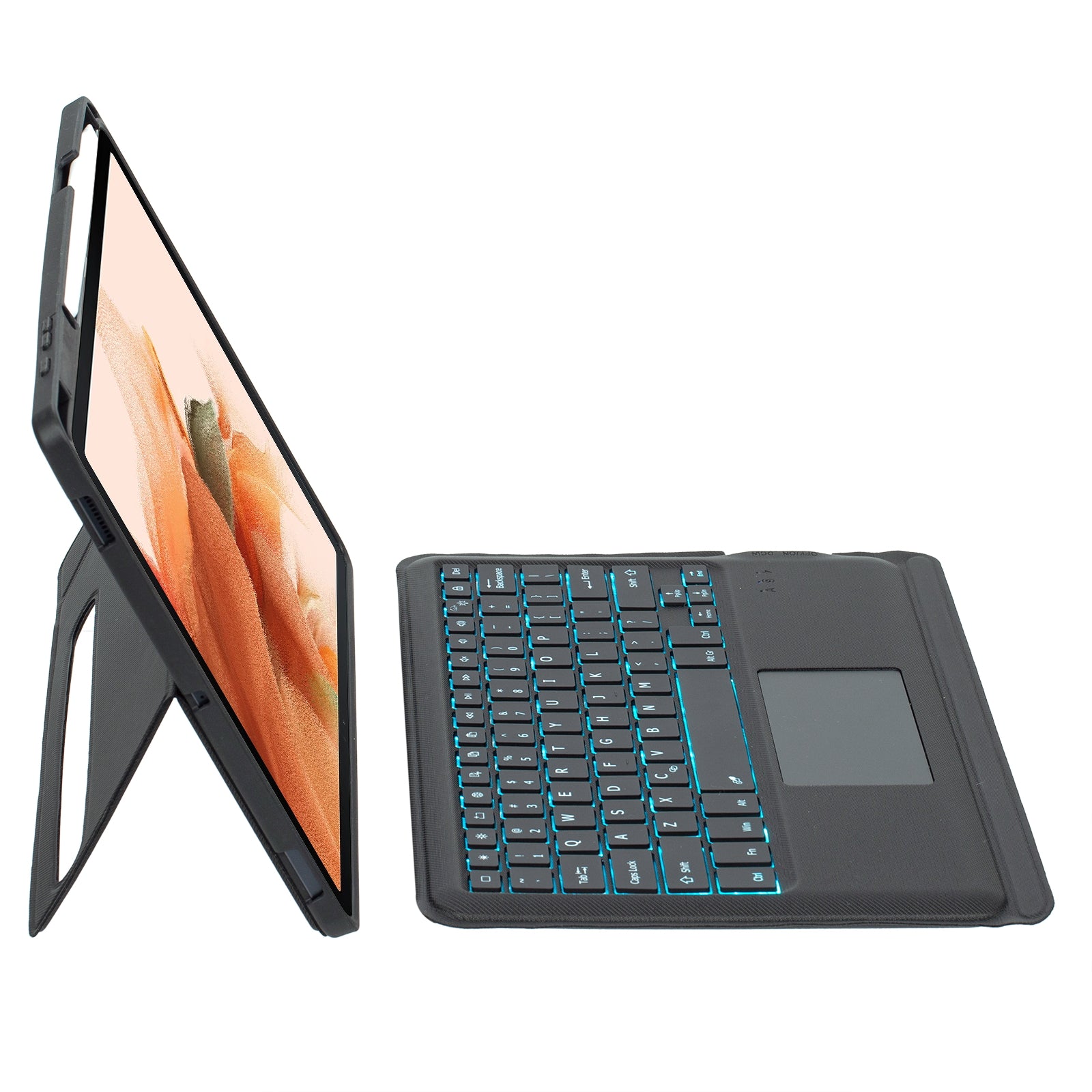 T970B-AS pro Samsung Galaxy Tab S7+ T970 / S7 FE T730 / S8+ X800 Odnímatelná Bluetooth klávesnice Pouzdro na chytrý tablet s touchpadem / podsvícením T970B-AS pro Samsung Galaxy Tab S7+ T970 / S7 FE T730 / S8+ X800 Odnímatelná Bluetooth klávesnice Pouzdro na chytrý tablet s touchpadem / podsvícením